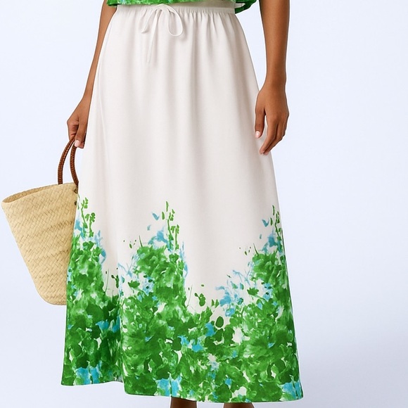 Green and White Strapless Maxi Dress - Picture 2 of 2